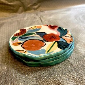 Anthropology coasters- vintage floral set of four(4)